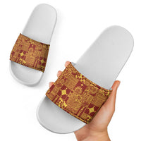 Rotuma Faiakse'ea 'e Kirisimasi Slide Sandals Pacific Patchwork Xmas Vibes - Polynesian Pride
