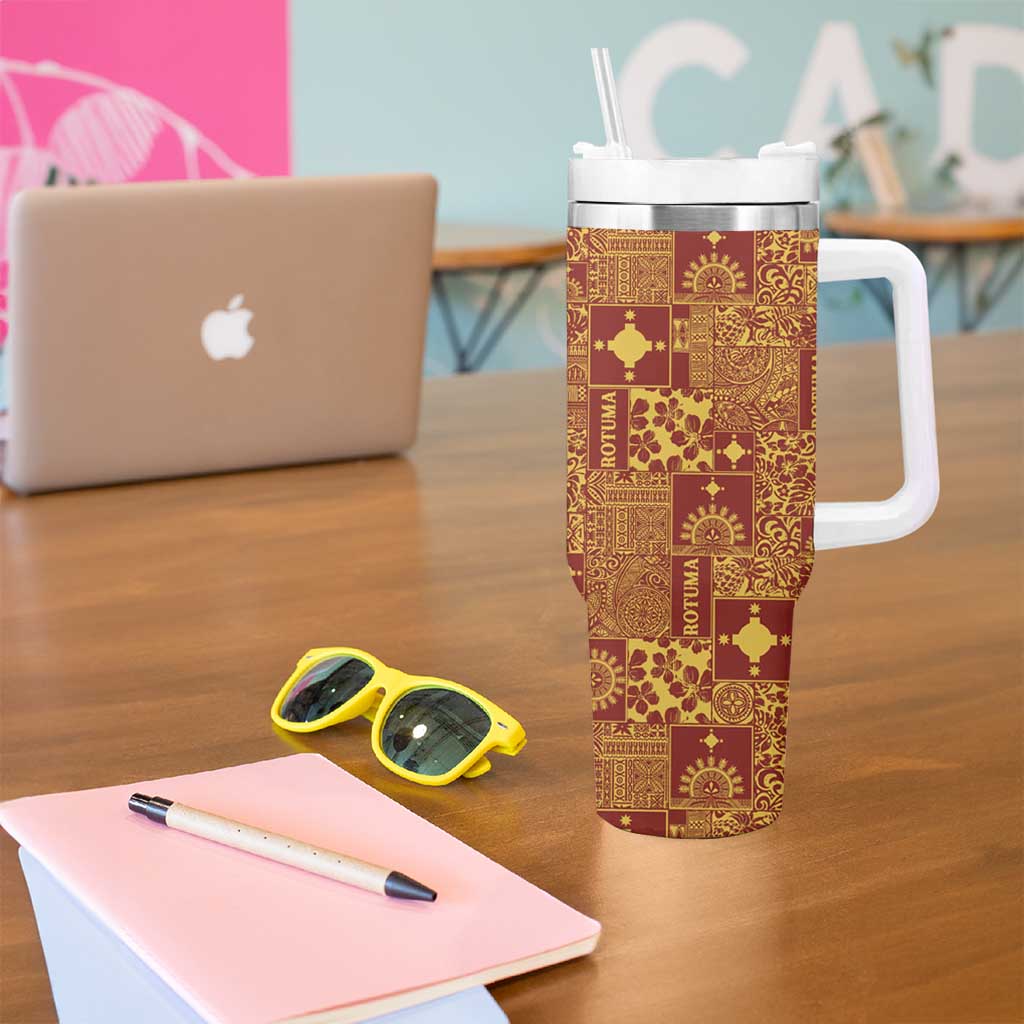 Rotuma Faiakse'ea 'e Kirisimasi Tumbler With Handle Pacific Patchwork Xmas Vibes - Polynesian Pride
