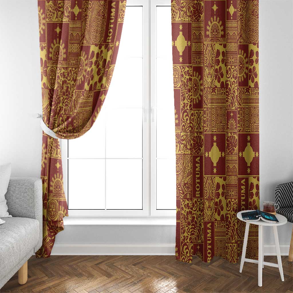 Rotuma Faiakse'ea 'e Kirisimasi Window Curtain Pacific Patchwork Xmas Vibes - Polynesian Pride