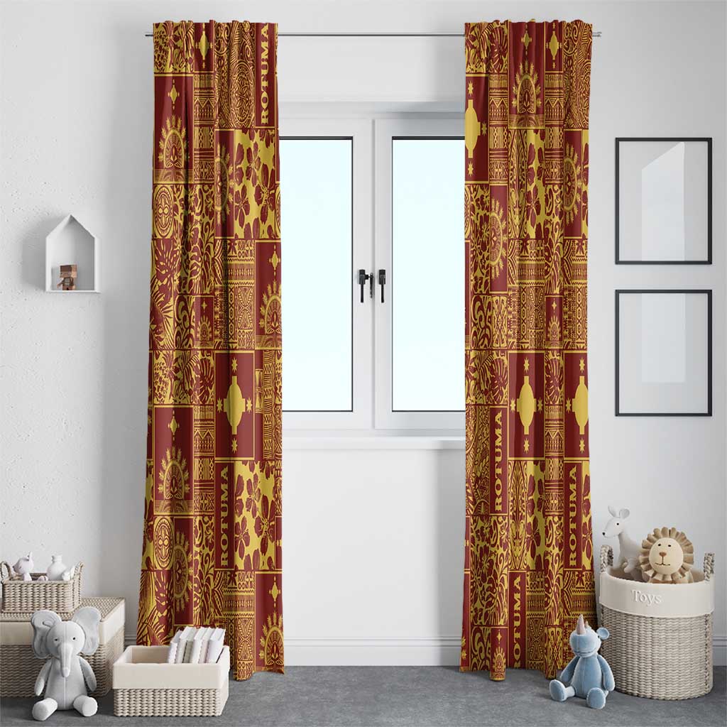 Rotuma Faiakse'ea 'e Kirisimasi Window Curtain Pacific Patchwork Xmas Vibes - Polynesian Pride