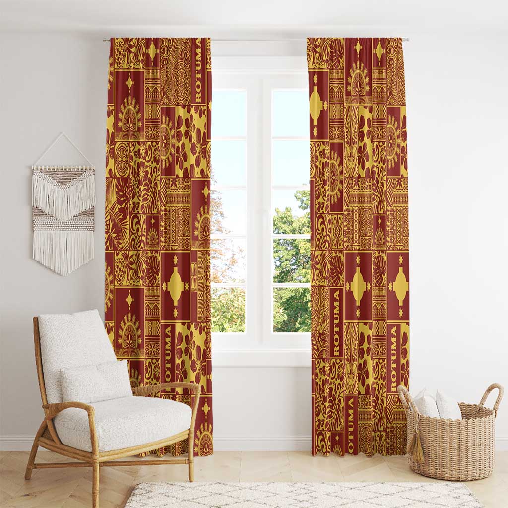Rotuma Faiakse'ea 'e Kirisimasi Window Curtain Pacific Patchwork Xmas Vibes - Polynesian Pride