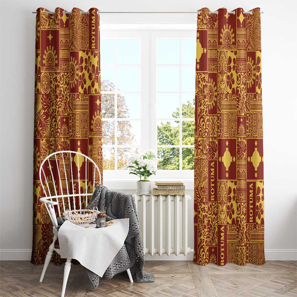 Rotuma Faiakse'ea 'e Kirisimasi Window Curtain Pacific Patchwork Xmas Vibes - Polynesian Pride