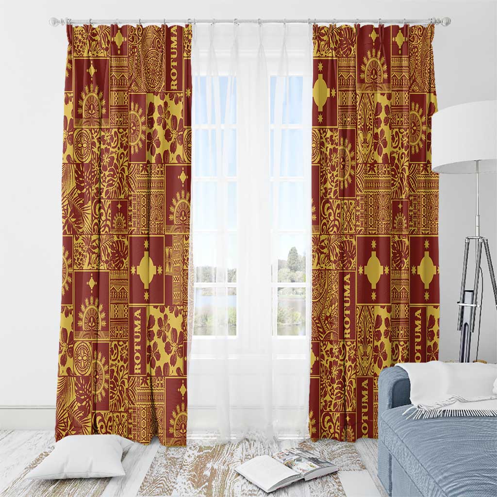 Rotuma Faiakse'ea 'e Kirisimasi Window Curtain Pacific Patchwork Xmas Vibes - Polynesian Pride