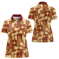 Rotuma Faiakse'ea 'e Kirisimasi Women Polo Shirt Pacific Patchwork Xmas Vibes - Polynesian Pride