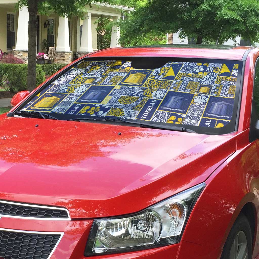 Tokelau Manuia te Kilihimahi Auto Sun Shade Pacific Patchwork Xmas Vibes - Polynesian Pride