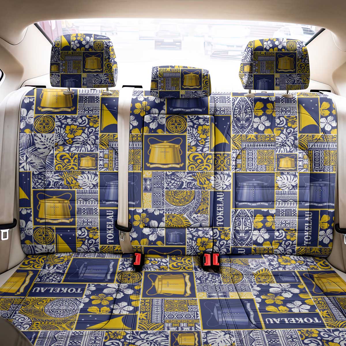 Tokelau Manuia te Kilihimahi Back Car Seat Cover Pacific Patchwork Xmas Vibes - Polynesian Pride