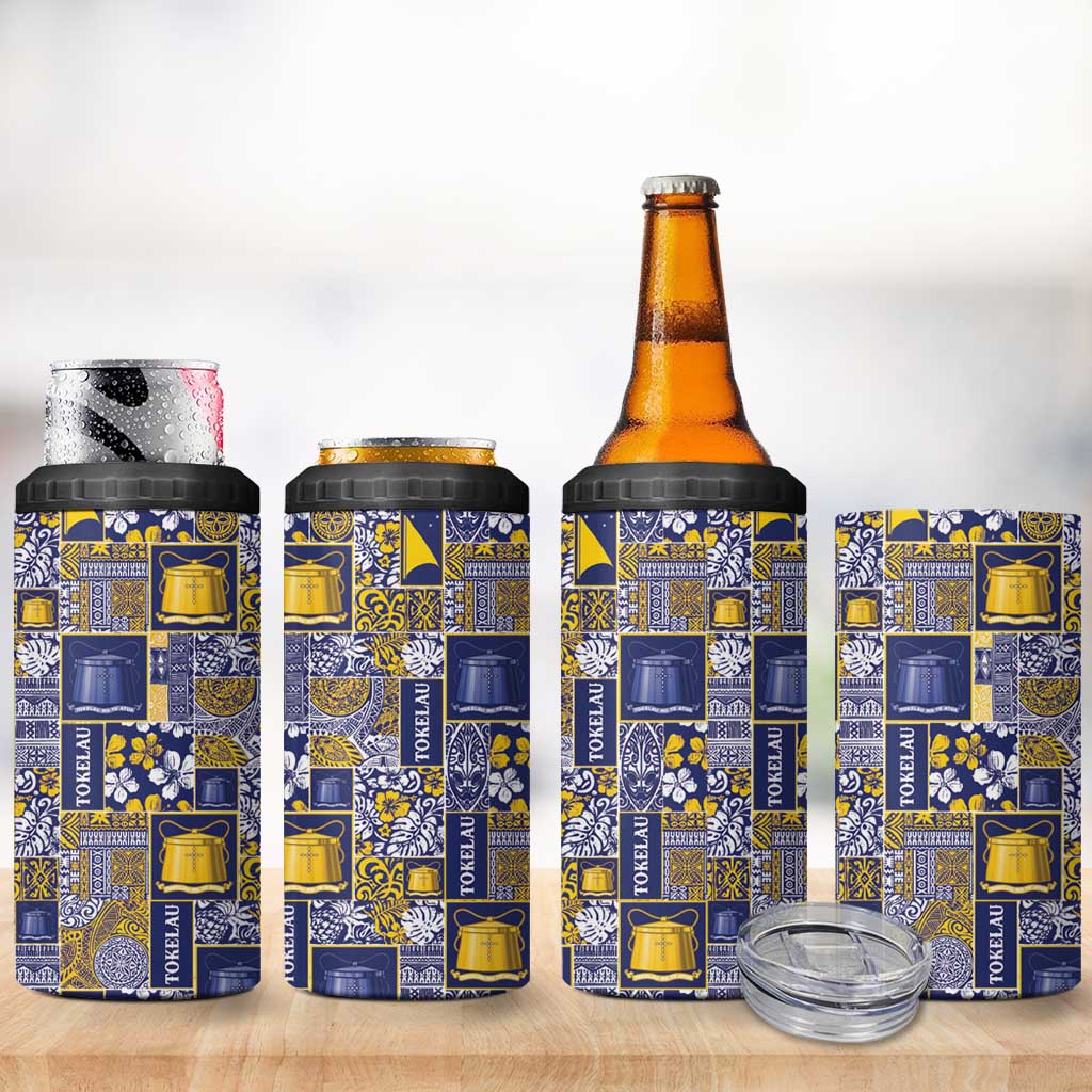 Tokelau Manuia te Kilihimahi 4 in 1 Can Cooler Tumbler Pacific Patchwork Xmas Vibes - Polynesian Pride