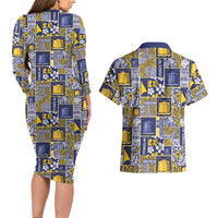 Tokelau Manuia te Kilihimahi Couples Matching Long Sleeve Bodycon Dress and Hawaiian Shirt Pacific Patchwork Xmas Vibes - Polynesian Pride