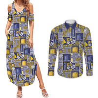 Tokelau Manuia te Kilihimahi Couples Matching Summer Maxi Dress and Long Sleeve Button Shirt Pacific Patchwork Xmas Vibes - Polynesian Pride
