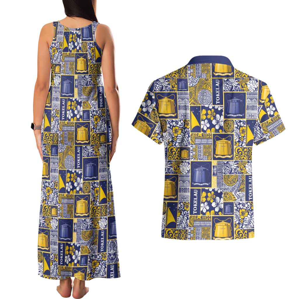 Tokelau Manuia te Kilihimahi Couples Matching Tank Maxi Dress and Hawaiian Shirt Pacific Patchwork Xmas Vibes - Polynesian Pride