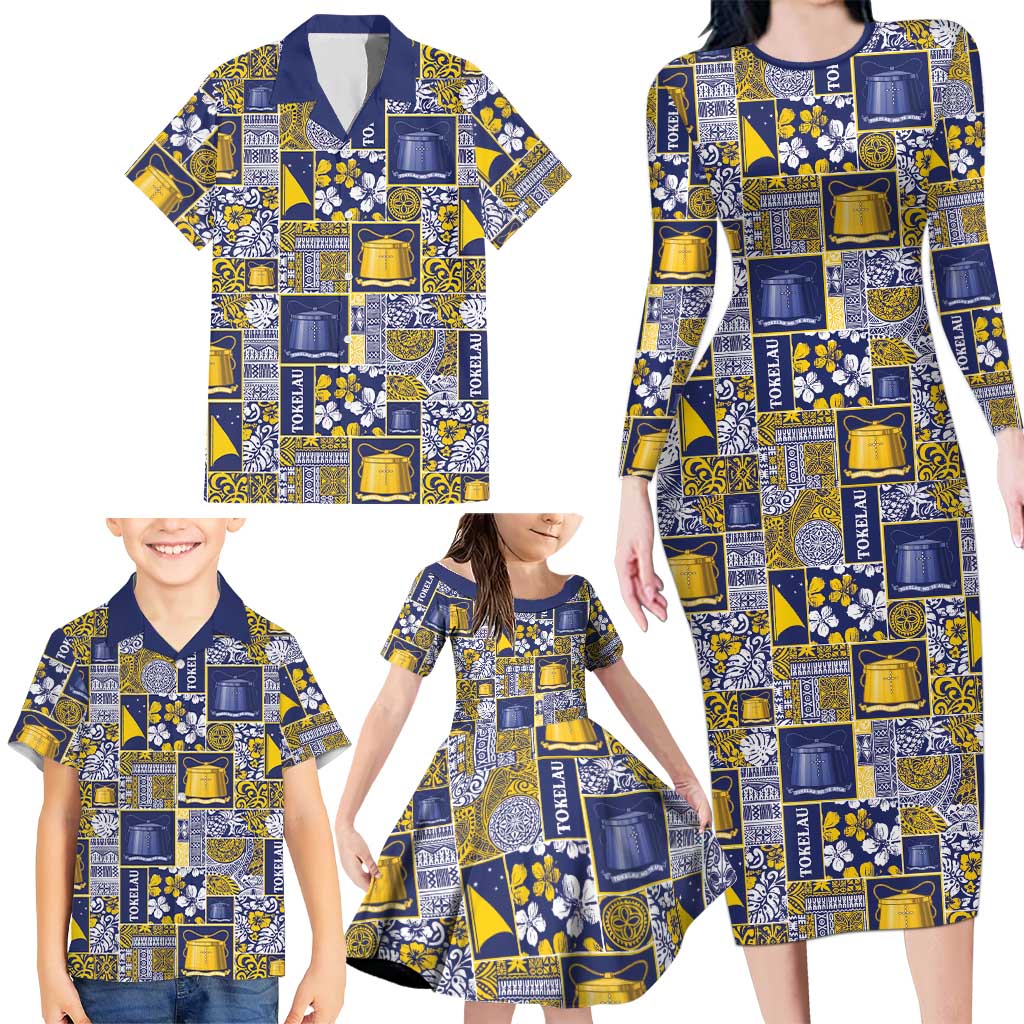 Tokelau Manuia te Kilihimahi Family Matching Long Sleeve Bodycon Dress and Hawaiian Shirt Pacific Patchwork Xmas Vibes LT9 - Polynesian Pride