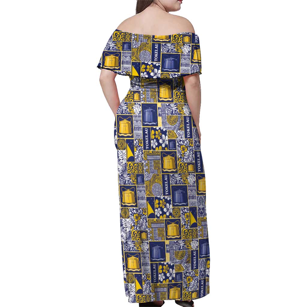 Tokelau Manuia te Kilihimahi Family Matching Off Shoulder Maxi Dress and Hawaiian Shirt Pacific Patchwork Xmas Vibes - Polynesian Pride