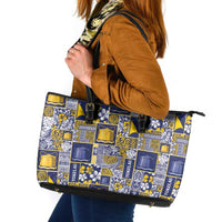 Tokelau Manuia te Kilihimahi Leather Tote Bag Pacific Patchwork Xmas Vibes - Polynesian Pride