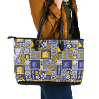 Tokelau Manuia te Kilihimahi Leather Tote Bag Pacific Patchwork Xmas Vibes - Polynesian Pride