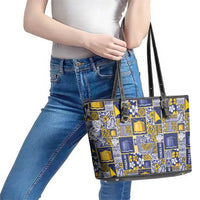 Tokelau Manuia te Kilihimahi Leather Tote Bag Pacific Patchwork Xmas Vibes - Polynesian Pride