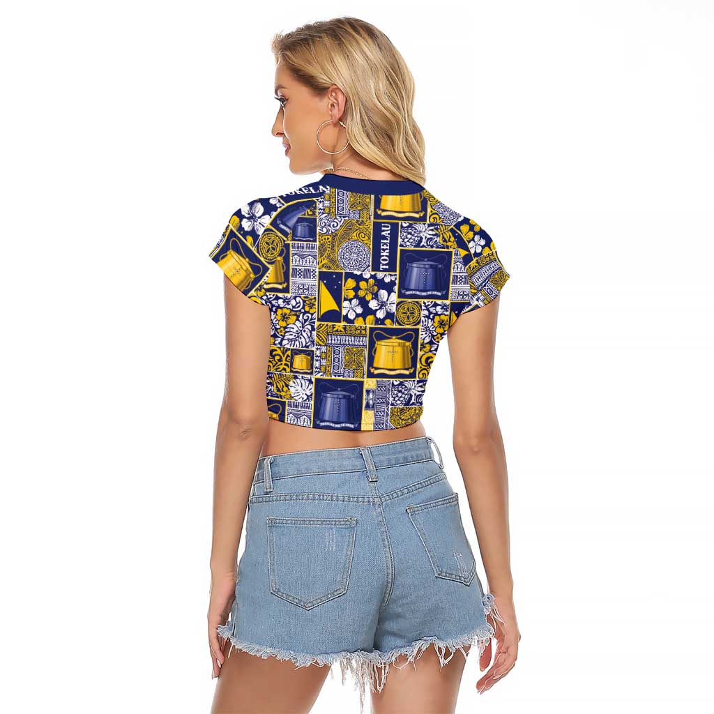 Tokelau Manuia te Kilihimahi Raglan Cropped T Shirt Pacific Patchwork Xmas Vibes - Polynesian Pride