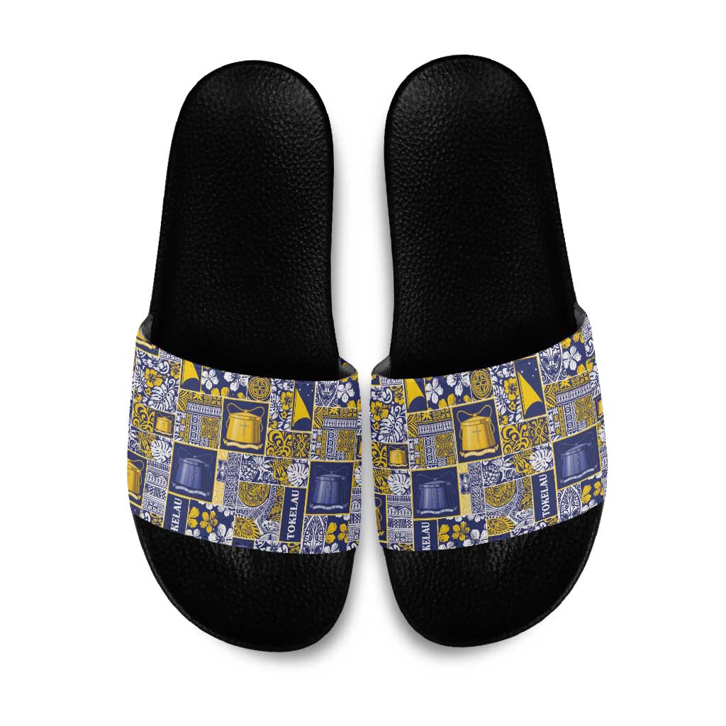 Tokelau Manuia te Kilihimahi Slide Sandals Pacific Patchwork Xmas Vibes - Polynesian Pride