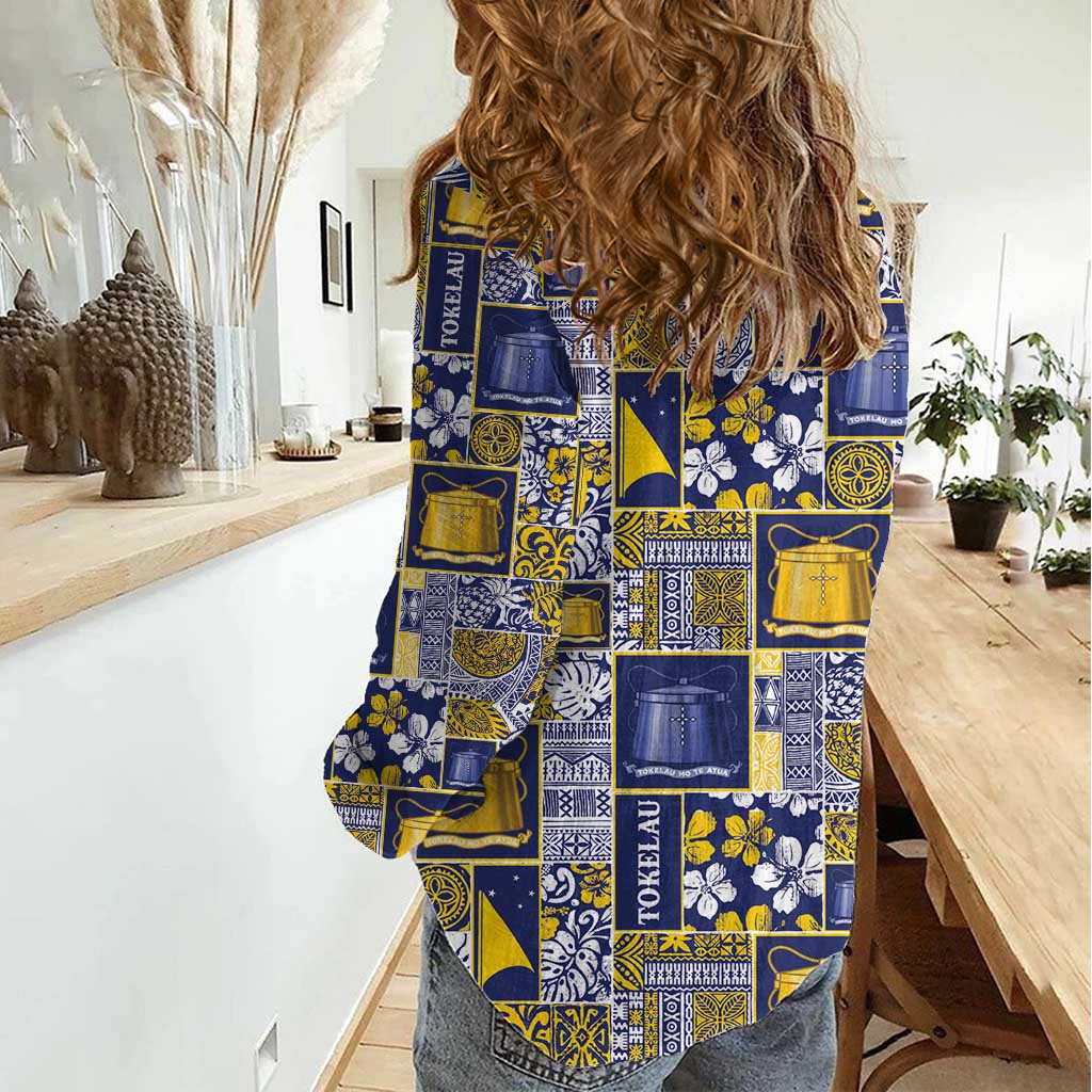 Tokelau Manuia te Kilihimahi Women Casual Shirt Pacific Patchwork Xmas Vibes - Polynesian Pride