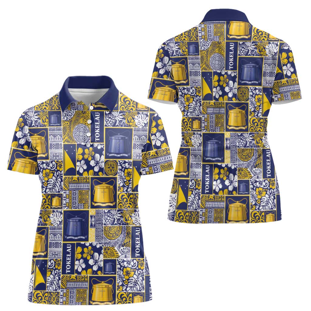 Tokelau Manuia te Kilihimahi Women Polo Shirt Pacific Patchwork Xmas Vibes - Polynesian Pride