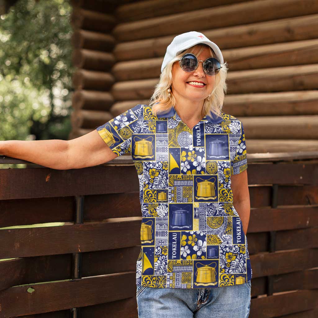 Tokelau Manuia te Kilihimahi Women Polo Shirt Pacific Patchwork Xmas Vibes - Polynesian Pride