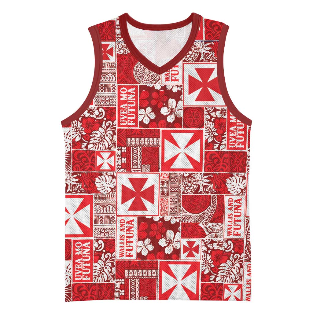 Wallis Et Futuna Kilisimasi Fiefia Basketball Jersey Pacific Patchwork Xmas Vibes - Polynesian Pride