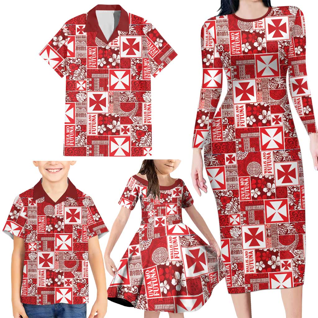 Wallis Et Futuna Kilisimasi Fiefia Family Matching Long Sleeve Bodycon Dress and Hawaiian Shirt Pacific Patchwork Xmas Vibes LT9 - Polynesian Pride