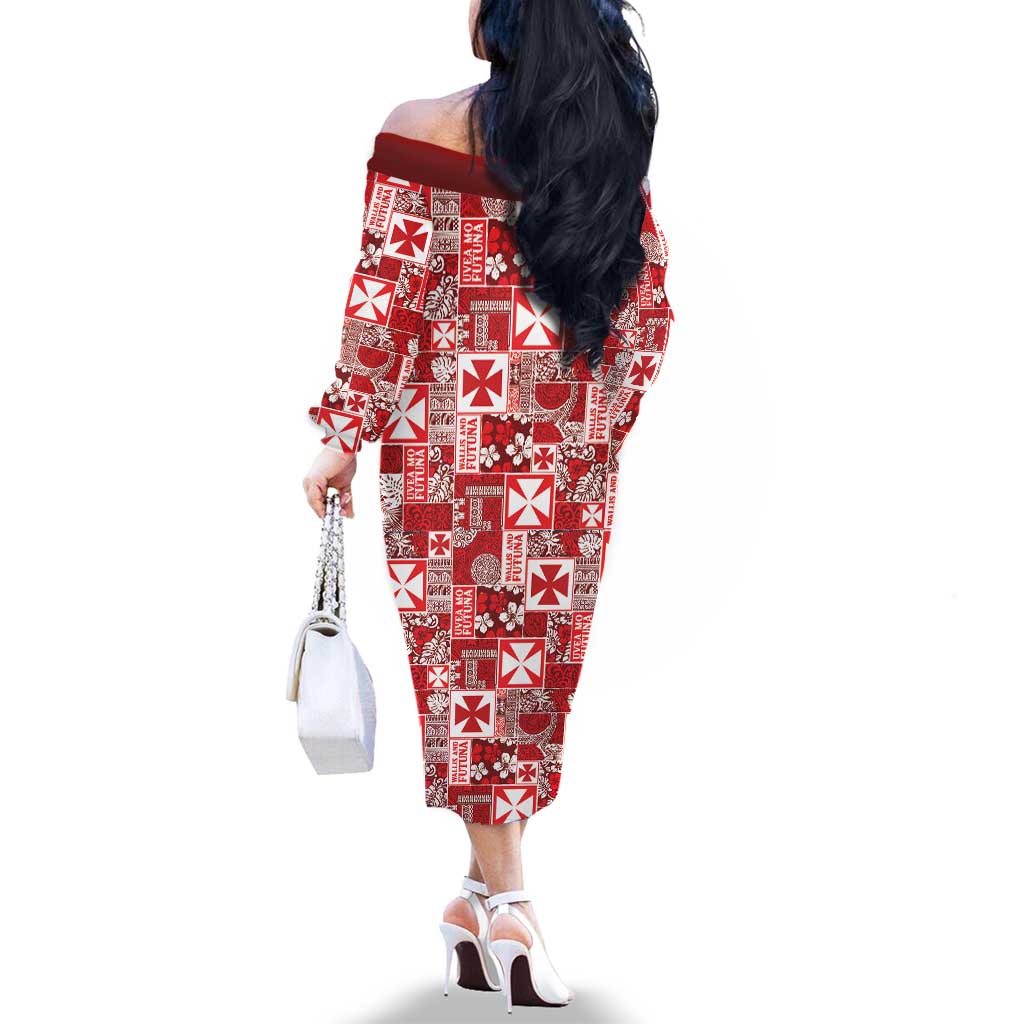 Wallis Et Futuna Kilisimasi Fiefia Family Matching Off The Shoulder Long Sleeve Dress and Hawaiian Shirt Pacific Patchwork Xmas Vibes LT9 - Polynesian Pride