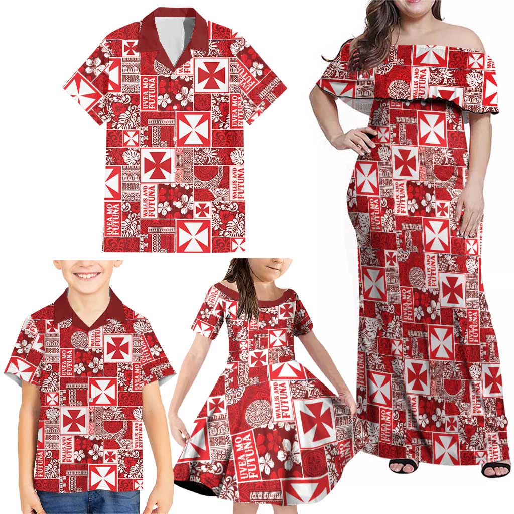 Wallis Et Futuna Kilisimasi Fiefia Family Matching Off Shoulder Maxi Dress and Hawaiian Shirt Pacific Patchwork Xmas Vibes - Polynesian Pride