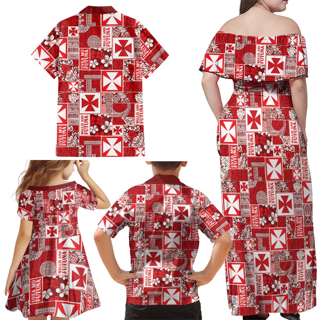 Wallis Et Futuna Kilisimasi Fiefia Family Matching Off Shoulder Maxi Dress and Hawaiian Shirt Pacific Patchwork Xmas Vibes LT9 - Polynesian Pride