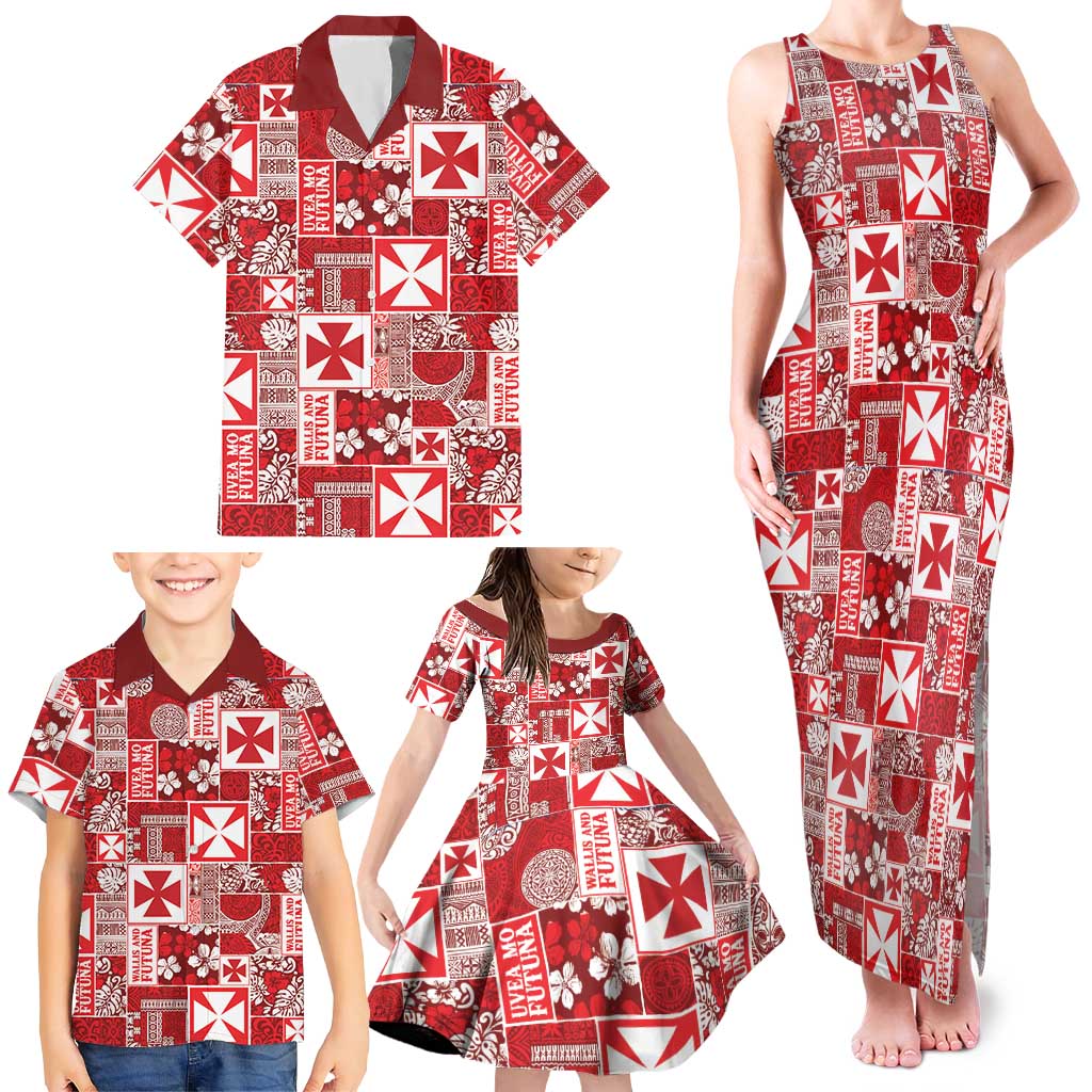 Wallis Et Futuna Kilisimasi Fiefia Family Matching Tank Maxi Dress and Hawaiian Shirt Pacific Patchwork Xmas Vibes - Polynesian Pride