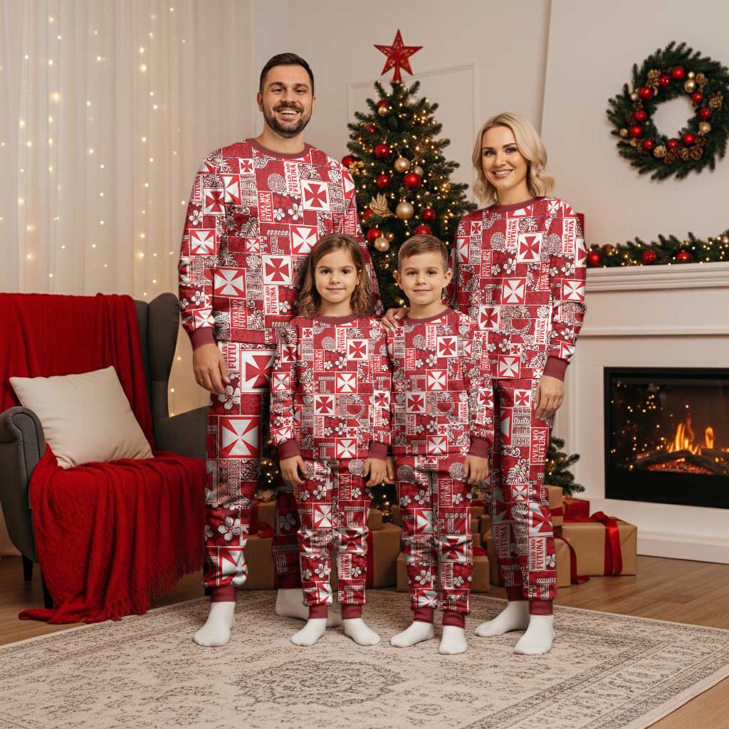 Wallis Et Futuna Kilisimasi Fiefia Christmas Pajama Set Pacific Patchwork Xmas Vibes - Polynesian Pride