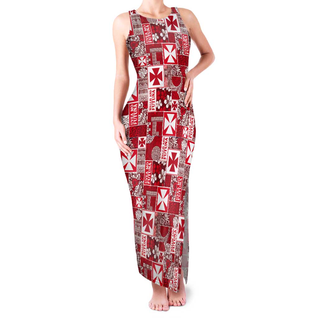 Wallis Et Futuna Kilisimasi Fiefia Tank Maxi Dress Pacific Patchwork Xmas Vibes - Polynesian Pride