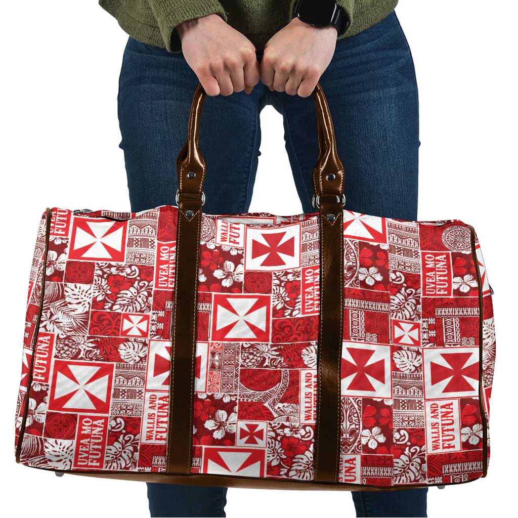 Wallis Et Futuna Kilisimasi Fiefia Travel Bag Pacific Patchwork Xmas Vibes - Polynesian Pride