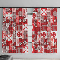 Wallis Et Futuna Kilisimasi Fiefia Window Curtain Pacific Patchwork Xmas Vibes LT9 With Hooks Red - Polynesian Pride