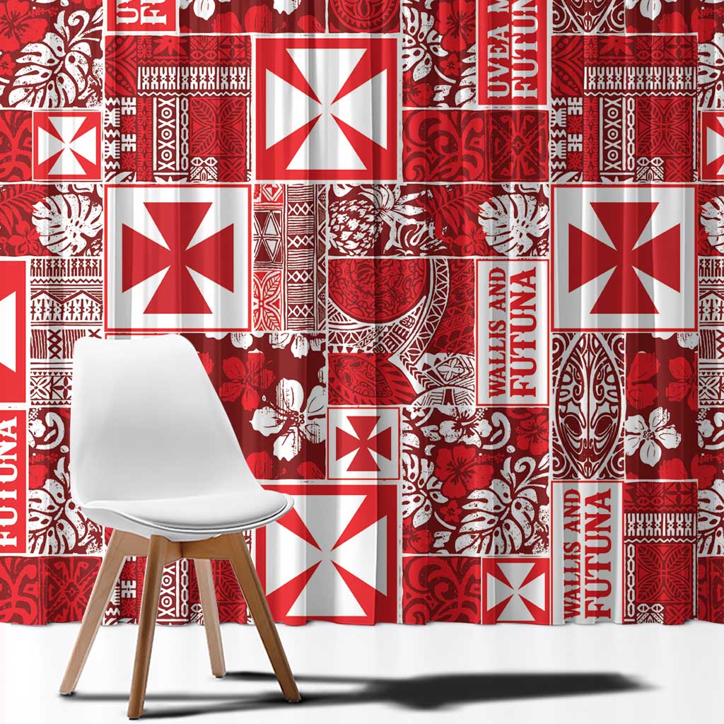 Wallis Et Futuna Kilisimasi Fiefia Window Curtain Pacific Patchwork Xmas Vibes LT9 - Polynesian Pride