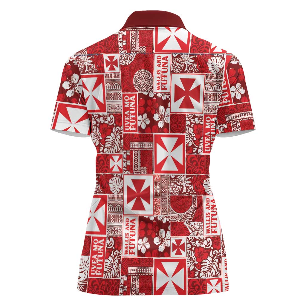 Wallis Et Futuna Kilisimasi Fiefia Women Polo Shirt Pacific Patchwork Xmas Vibes - Polynesian Pride