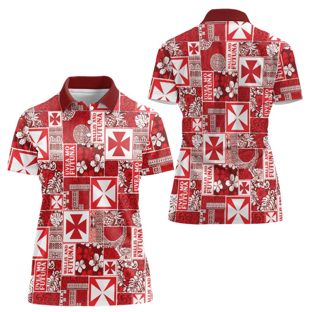Wallis Et Futuna Kilisimasi Fiefia Women Polo Shirt Pacific Patchwork Xmas Vibes - Polynesian Pride