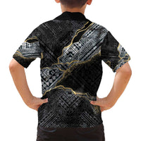 Polynesian Tribal Tattoo Family Matching Summer Maxi Dress and Hawaiian Shirt Dark Marble Pattern