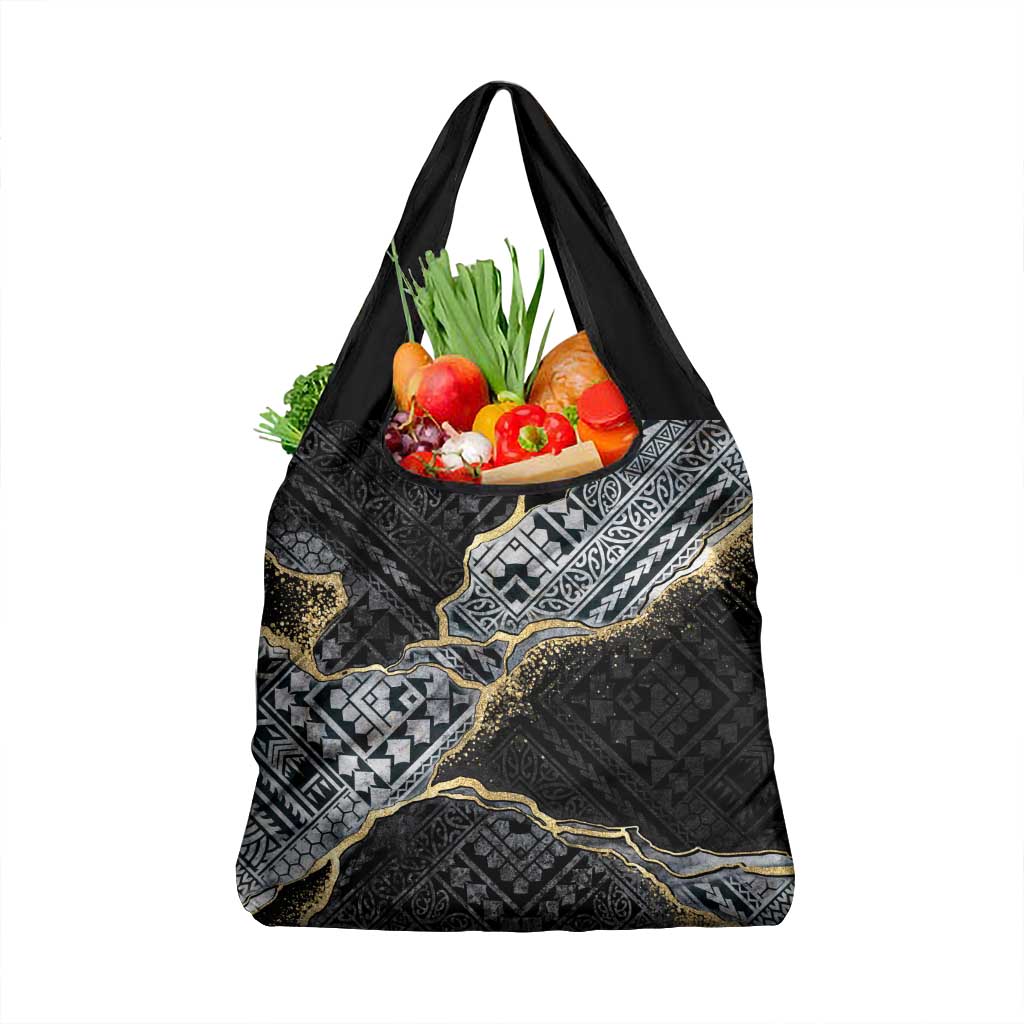 Polynesian Tribal Tattoo Grocery Bag Dark Marble Pattern LT9 1-pack One Size Black - Polynesian Pride
