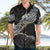 Polynesian Tribal Tattoo Hawaiian Shirt Dark Marble Pattern