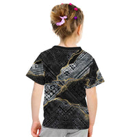 Polynesian Tribal Tattoo Kid T Shirt Dark Marble Pattern