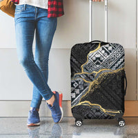 Polynesian Tribal Tattoo Luggage Cover Dark Marble Pattern