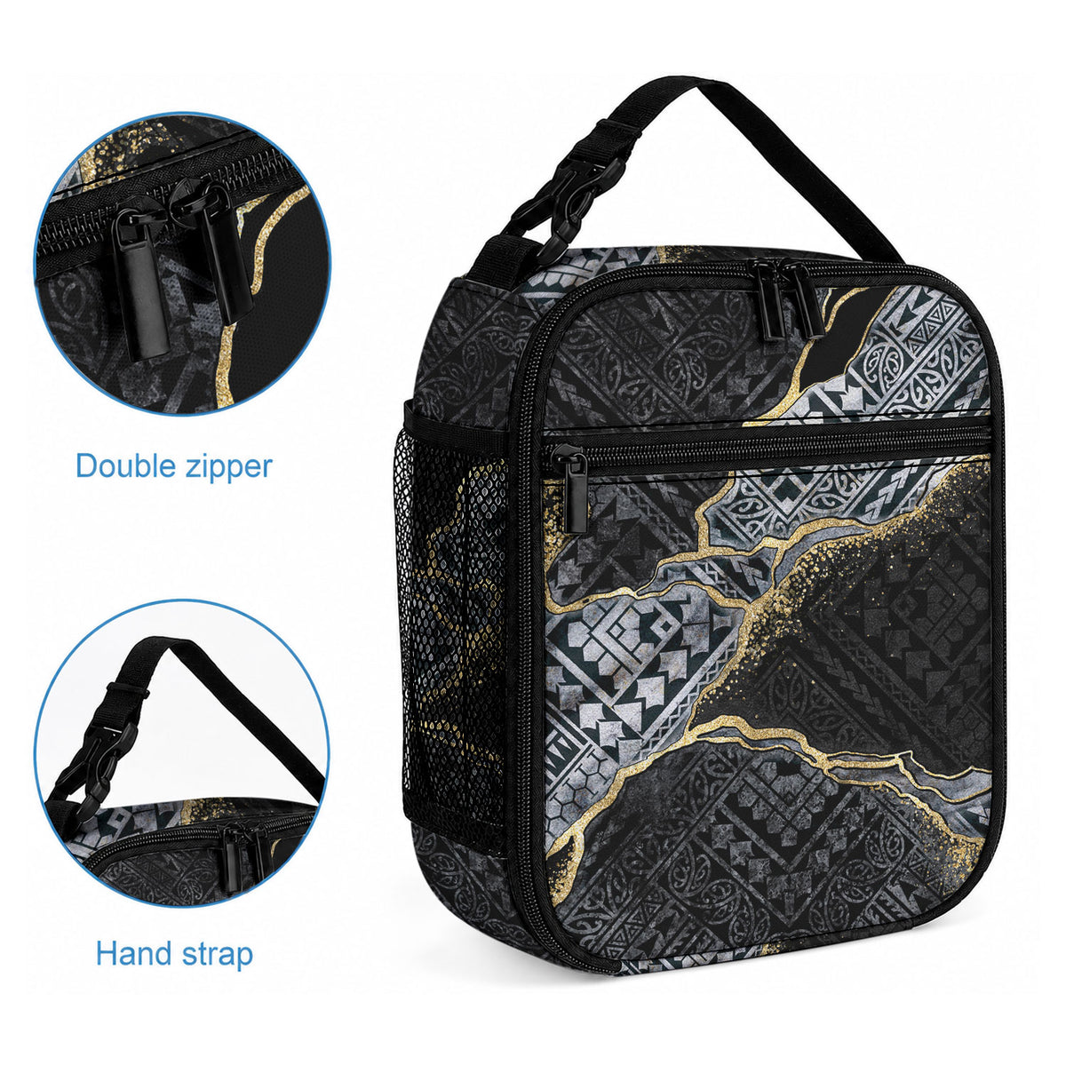 Polynesian Tribal Tattoo Lunch Bag Dark Marble Pattern LT9 - Polynesian Pride