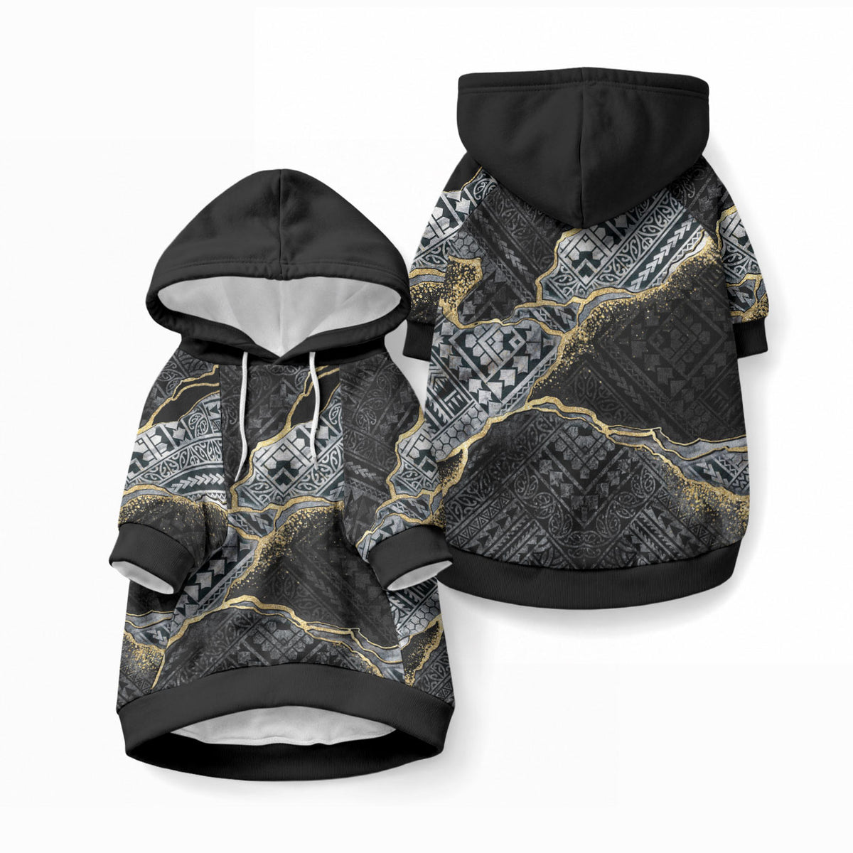 Polynesian Tribal Tattoo Pet Hoodie Dark Marble Pattern LT9 Pullover Black - Polynesian Pride