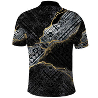 Polynesian Tribal Tattoo Polo Shirt Dark Marble Pattern