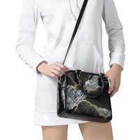 Polynesian Tribal Tattoo Shoulder Handbag Dark Marble Pattern