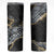 Polynesian Tribal Tattoo Skinny Tumbler Dark Marble Pattern