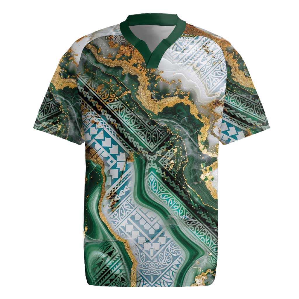 Polynesian Tribal Tattoo Rugby Jersey Green Marble Pattern LT9 Green - Polynesian Pride