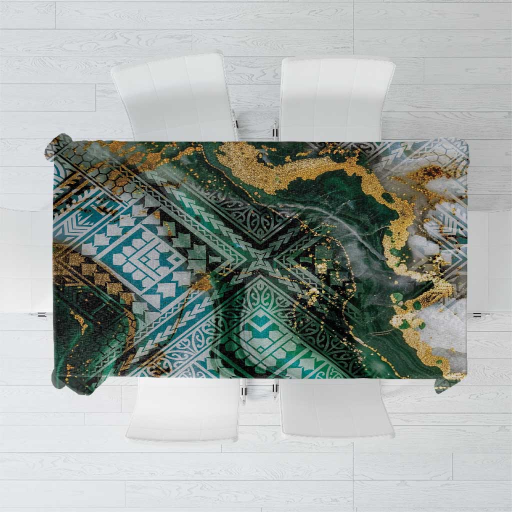 Polynesian Tribal Tattoo Tablecloth Green Marble Pattern LT9 Green - Polynesian Pride