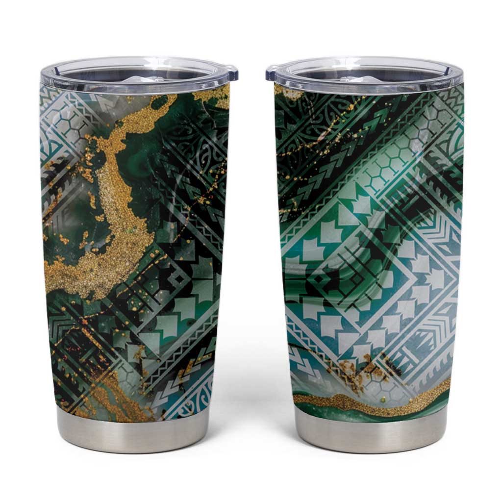 Polynesian Tribal Tattoo Tumbler Cup Green Marble Pattern LT9 Green - Polynesian Pride